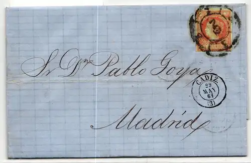 Spanien 44 auf Brief als Einzelfrankatur #JF773