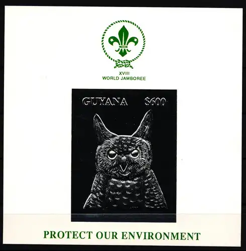 Guyana Block 260 postfrisch Eule #JA713