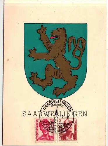 Saarland 242, 246 auf Postkarte Saarwelling #JG033