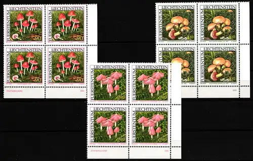 Liechtenstein 1252-1254 postfrisch als 4er Blöcke, Pilze #JI031