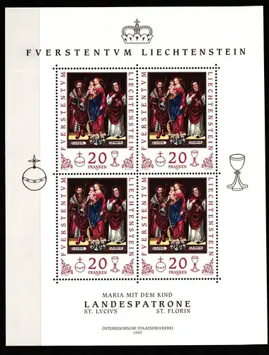 Liechtenstein 1151 postfrisch als Kleinbogen, Landespatron #JI095