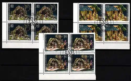 Liechtenstein 1249-1251 gestempelt als 4er Blöcke, Ersttagssonderstempel #JI034