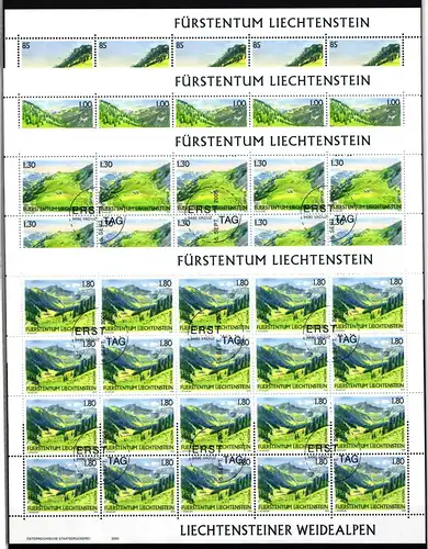 Liechtenstein 1383-1386 gestempelt als Kleinbögen, Ersttagssonderstempel #JI078