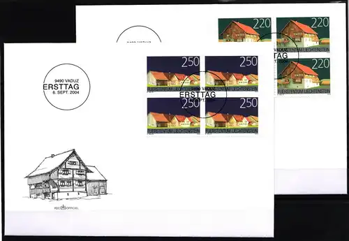 Liechtenstein 1355-1356 gestempelt 4er Blöcke als FDC #JI093