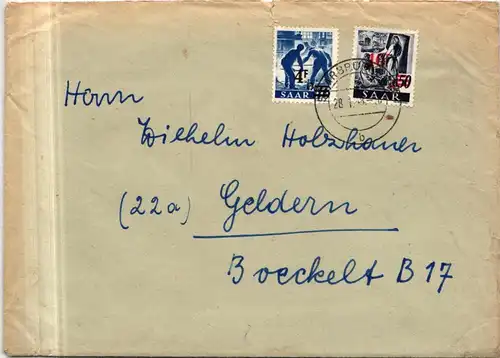 Saarland 231, 235 II/I auf Brief als Mischfrankatur im Brief Geigle BPP #JG036