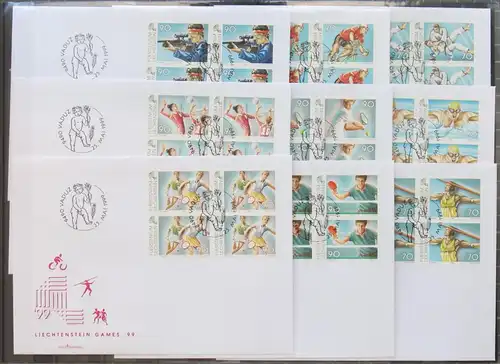 Liechtenstein 1203-1211 gestempelt als FDC, 4er Blöcke #JI040