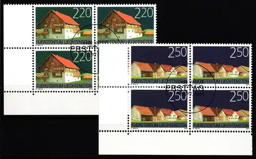 Liechtenstein 1355-1356 gestempelt als 4er Blöcke, Ersttagssonderstempel #JI089