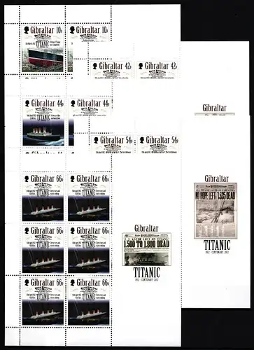 Gibraltar 1461-1465 postfrisch als Kleinbogensatz, Schiffe Titanic #JF835