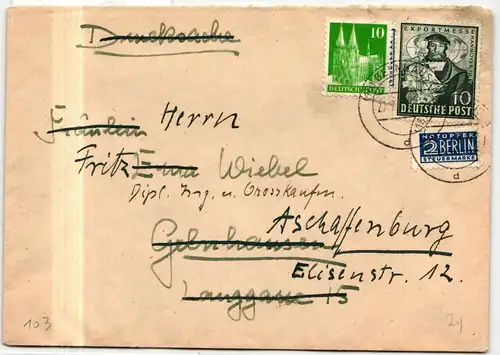 Bi-Zone 103 u.a. auf Brief als Mischfrankatur portogerecht #JG312