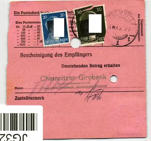 SBZ, Sächsische Schwärzungen auf Postanweisung #JG326