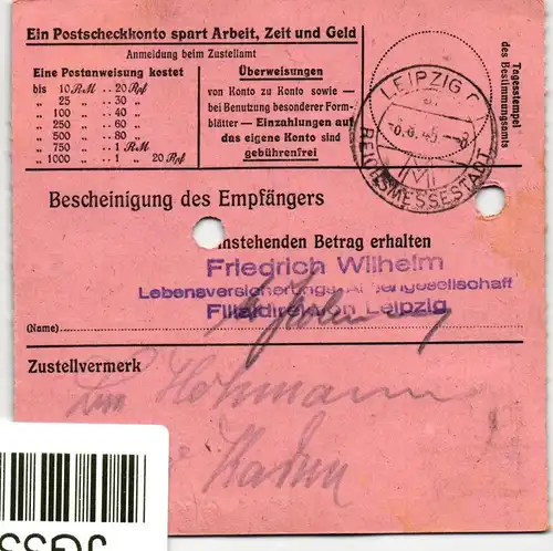 SBZ, Sächsische Schwärzungen auf Postanweisung #JG338