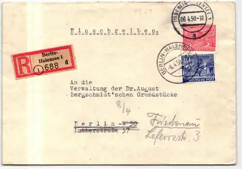 Berlin 49, 51 auf Brief als Mischfrankatur portogerecht #JG150