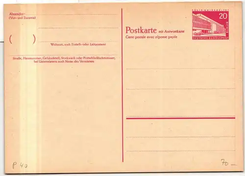 Berlin P 40 als Ganzsache ungebraucht #JG205