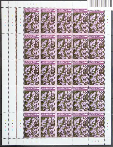Gibraltar 1630-1636 postfrisch als Kleinbogen, Blumen #JF913