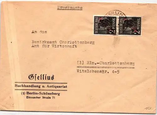 Berlin 21 auf Postkarte als Mehrfachfrankatur portogerecht #JG106