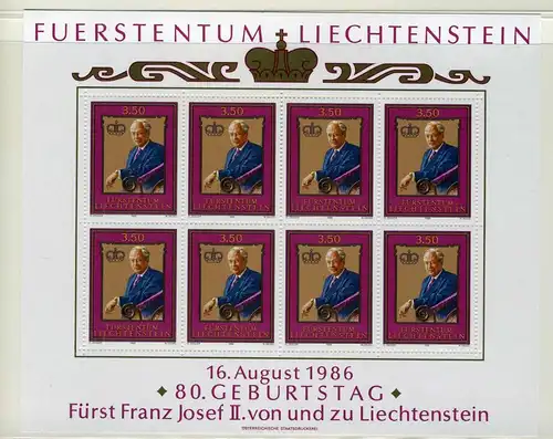 Liechtenstein Kleinbogen 903 postfrisch Fürstenhaus #JE903
