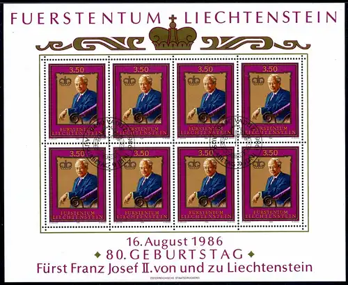 Liechtenstein Kleinbogen 903 Fürstenhaus Ersttagssonderstempel #10903