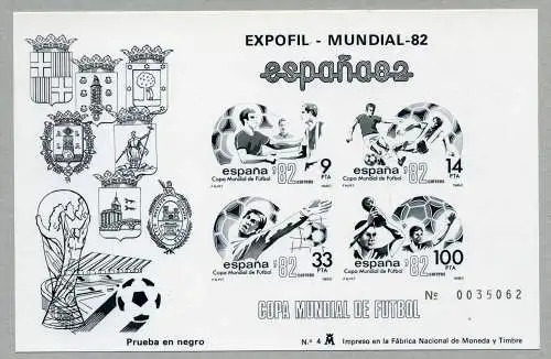 Spanien Schwarzdruck Block 25 Fussball WM 82 #GE517