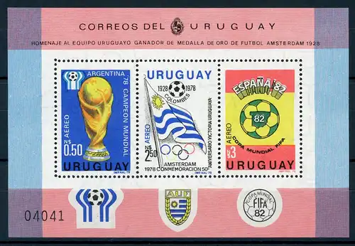 Uruguay Block 44 postfrisch Fußball #GE455