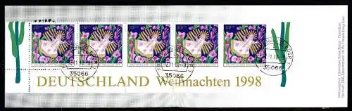 Bund Rotes Kreuz Weihnachtsmarkenheft 1998 mit 2024 gestempelt #IJ167