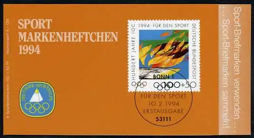 Bund Sport Markenheftchen 1719 gestempelt Olympia #HL085