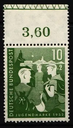 BRD Bund 153 postfrisch mit Farbkontrollstreifen (Falz auf OR) #IX879