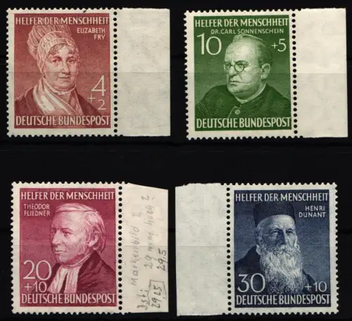 BRD Bund 156-159 postfrisch alle mit Seitenrand, 159 Farbanhaftung #IX896