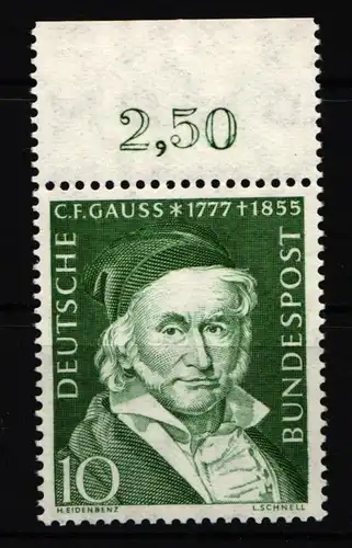 BRD Bund 204 postfrisch mit Oberrand #IX957