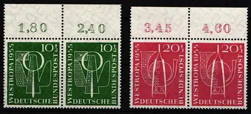 BRD Bund 217-218 postfrisch als Paar mit Oberrand #IX999