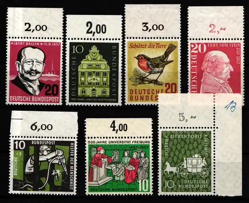 BRD Bund Lot nur Oberränder aus 1957 postfrisch #IY706