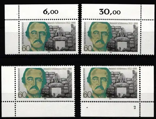 BRD 1480 postfrisch Ecke 1-4, FN, nicht komplett #JB761