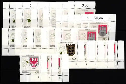 BRD 1586-1591 postfrisch Ecke 1-4, FN, nicht komplett #JB782