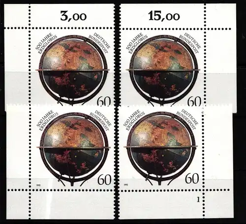 BRD 1627 postfrisch Ecke 1-4, FN nicht komplett #JC666