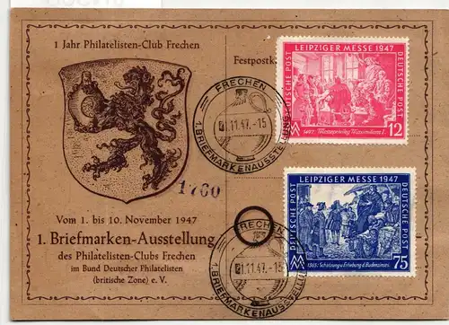 Alliierte Besetzung 965-966 auf Ausstellungskarte Philatelisten Frechen #JN308