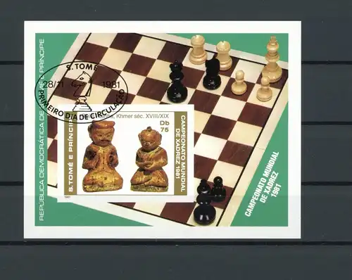 Sao Tome e Principe Block 60 B gestempelt Schach #GI833