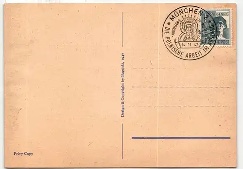 Alliierte Besetzung 947 auf Ausstellungskarte die Polnische Arbeit im ... #JN662