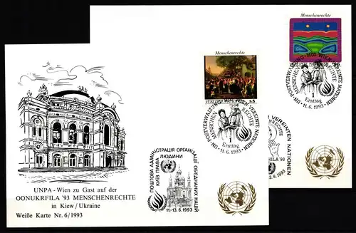 Vereinte Nationen Wien 150-151 gestempelt als FDC auf zwei Postkarten #JK787