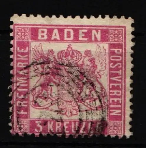 Baden 16 gestempelt gut gezähnt, doppelt geprüft Englert BPP #JN355