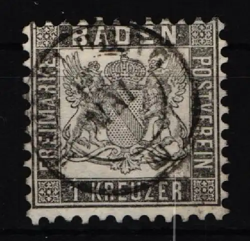 Baden 17 b gestempelt Attest Stegmüller BPP #JN363