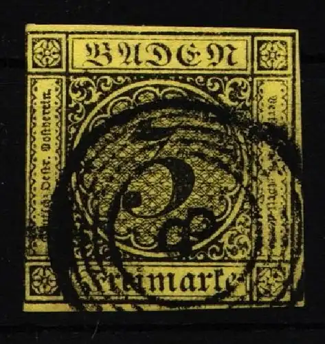 Baden 2b gestempelt N5 Nr.8 "Baden", berührt #JN624