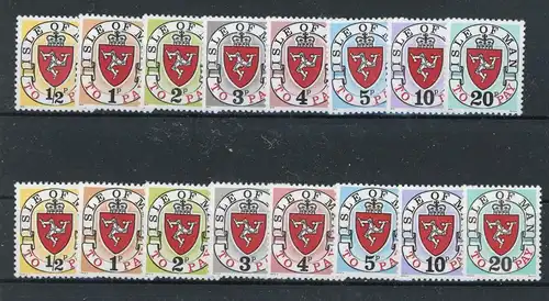 Guernsey Portomarken 1-8 I+II postfrisch Landeswappen #JJ693