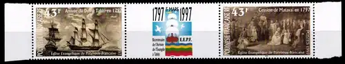 Französisch Polynesien 726-727 postfrisch Dreierstreifen Schifffahrt #GW190