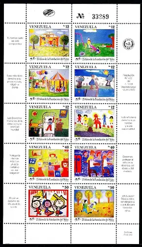 Venezuela 2685-2694 postfrisch Kinderzeichnungen Kleinbogen #GX029