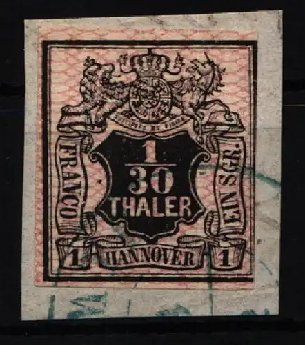 Hannover 10 gestempelt berührt auf Briefstück #JN704