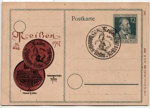 Alliierte Besetzung P 965 als Ganzsache Privatausgabe Meissen #JO222