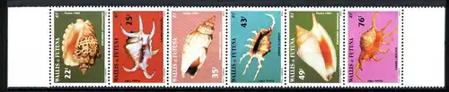 Wallis & Futuna 6er Str. 460-465 postfrisch Muscheln/ Schnecken #JJ760