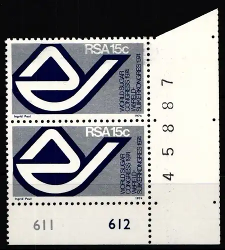 Südafrika 443 postfrisch als Zweierblock mit Eckrand #JO179