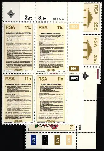 Südafrika 655-658 postfrisch als Viererblock mit Eckrand #JO463