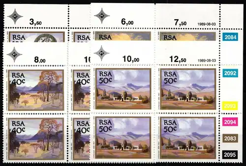 Südafrika 779-782 postfrisch als Viererblocks mit Eckrand #JO494