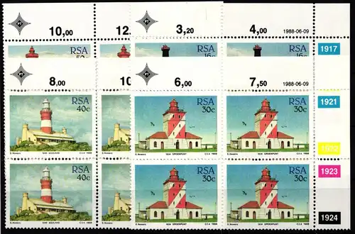 Südafrika 739-742 postfrisch als Viererblocks mit Eckrand #JO487